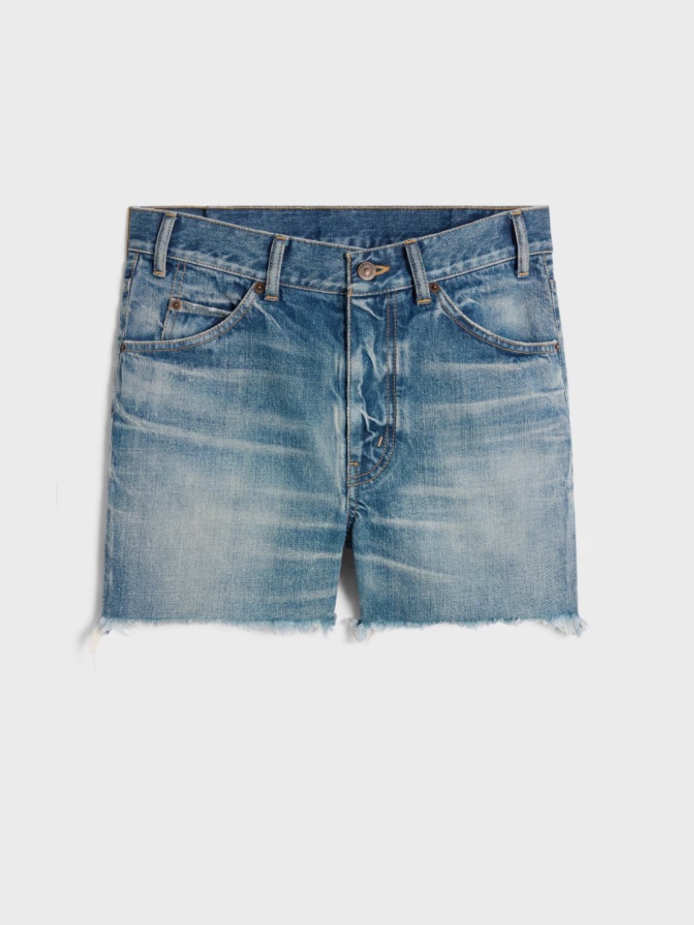 Celine Skater shorts in electric sky wash denim, 26